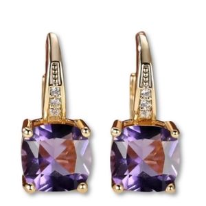 Beautiful Purple Zircon Earrings Hoop For Women